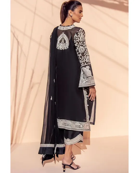 NEW DESIGNER BLACK HEAVY GEORGETTE TOP WITH WORK PALAZZO SUIT uploaded by Shreeji fashion on 5/25/2023