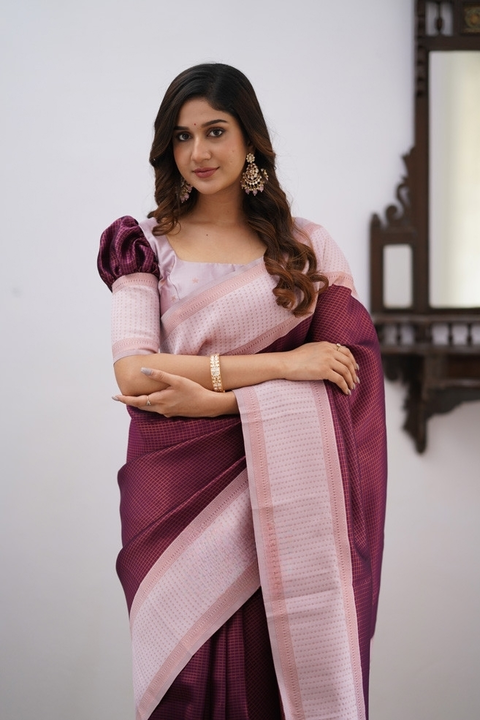 Rich pallu with allover chex design saree uploaded by DHANANJAY CREATIONS on 5/25/2023
