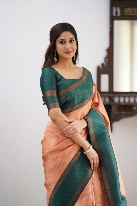 Rich pallu with allover chex design saree  uploaded by DHANANJAY CREATIONS on 5/25/2023