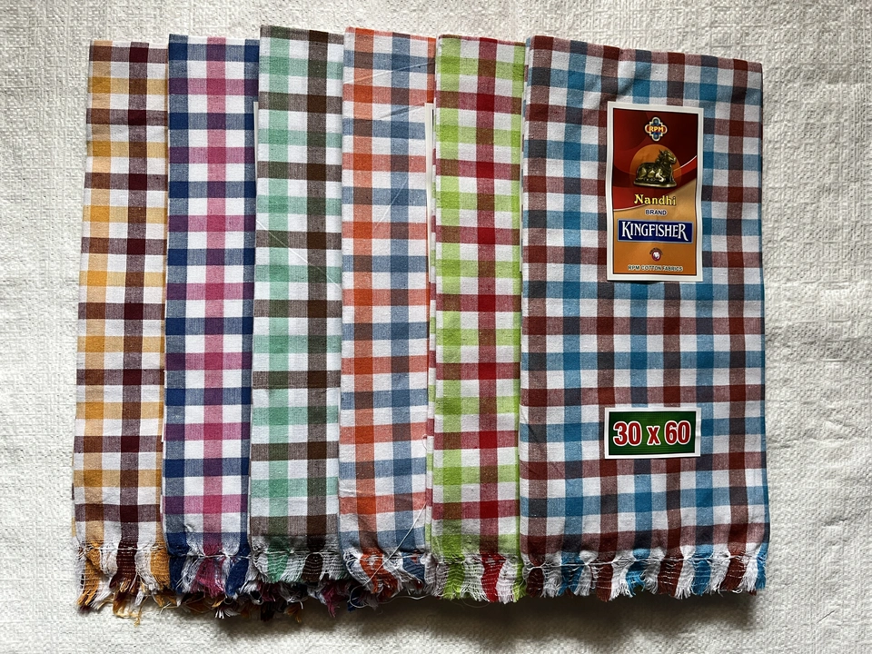 Kingfisher Checked Towel 30* 60 size  uploaded by RPM COTTON FABRICS on 5/25/2023
