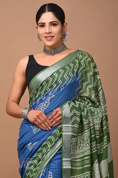 ``` TRENDING COLLECTION🥶🥶``` 


☘️ *NEW COLLECTION OF LINEN SAREE*

☘️ *SAREE LENGTH*:-5.5 METER

 uploaded by Saiba hand block on 5/25/2023