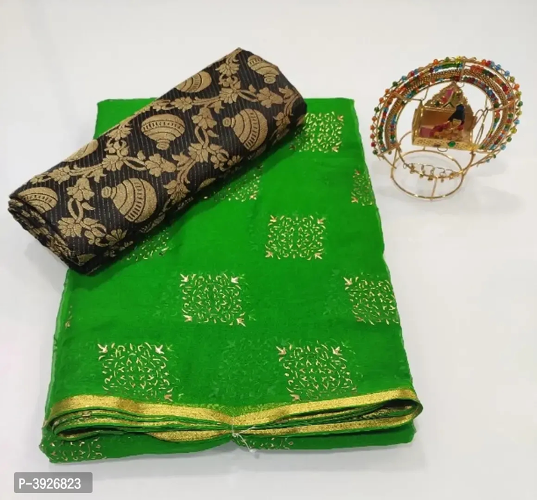 Chiffon Zari Lace Work Saree With Jacquard Blouse Piece  uploaded by VAIBHAV COLLECTIONS on 5/25/2023