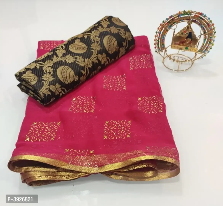Chiffon Zari Lace Work Saree With Jacquard Blouse Piece  uploaded by VAIBHAV COLLECTIONS on 5/31/2024