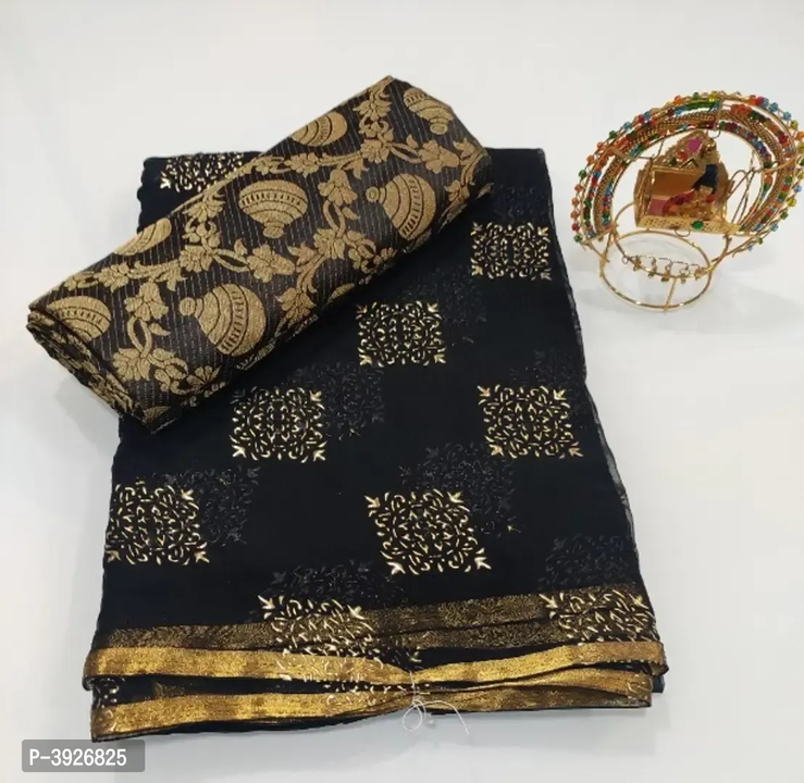 Chiffon Zari Lace Work Saree With Jacquard Blouse Piece  uploaded by VAIBHAV COLLECTIONS on 5/25/2023