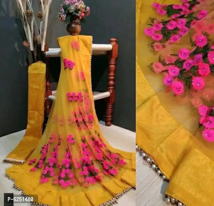 Net Saree With Seperate Blouse Piece For Women  uploaded by VAIBHAV COLLECTIONS on 5/25/2023