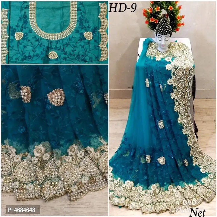 Beautiful Net Embroidered Work Saree With Blouse Piece  uploaded by VAIBHAV COLLECTIONS on 5/25/2023