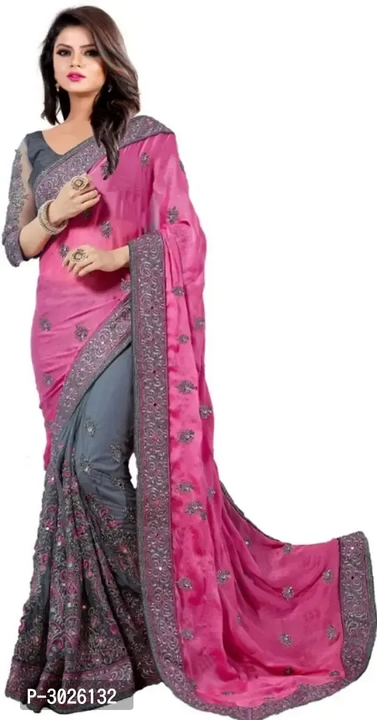 Elegant Embroidered Satin Women Saree With Blouse Piece  uploaded by VAIBHAV COLLECTIONS on 5/25/2023