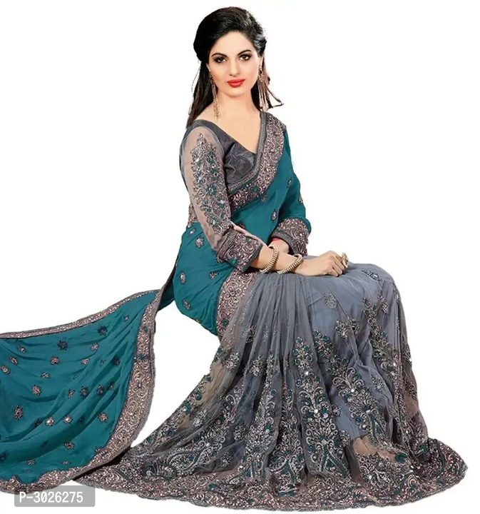 Elegant Embroidered Satin Women Saree With Blouse Piece  uploaded by VAIBHAV COLLECTIONS on 5/25/2023