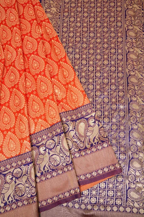 Orange 🧡 silk saree  uploaded by Kamya Sarees on 5/25/2023