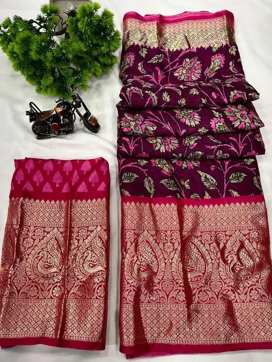 Butter silk soft smooth with heavy viscos jari border uploaded by Suyukti fab on 5/25/2023