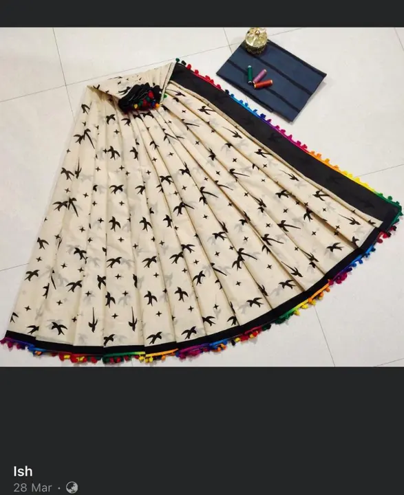 Cotton mul-mul sarees with pom pom  uploaded by Shree Krishna Handicrafts on 5/25/2023