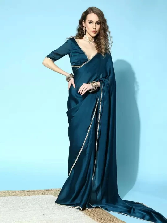 Satin Georgette party wear saree for women  uploaded by Mansi garments  on 5/25/2023