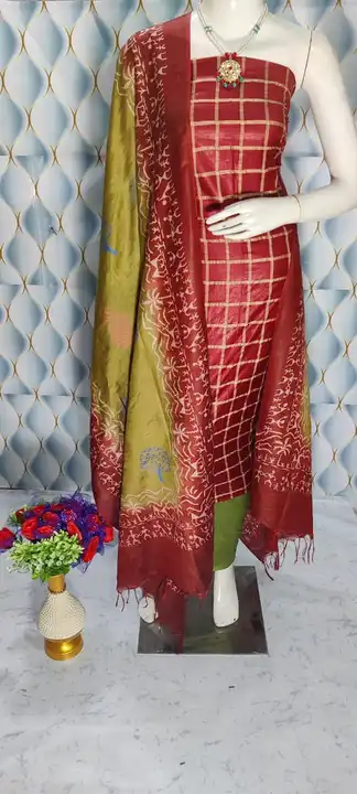 Katan silk printed suits uploaded by WeaveMe India on 5/25/2023