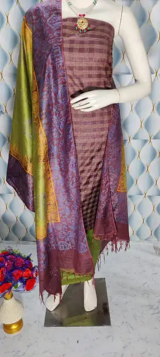 Katan silk printed suits uploaded by WeaveMe India on 5/25/2023