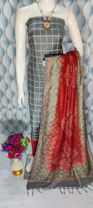 Katan silk printed suit uploaded by WeaveMe India on 5/25/2023