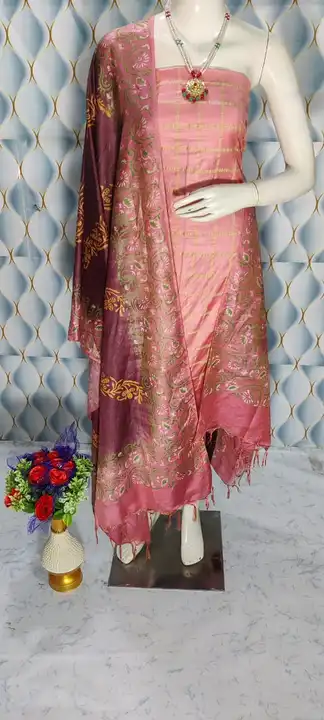Katan silk printed suit uploaded by WeaveMe India on 5/25/2023