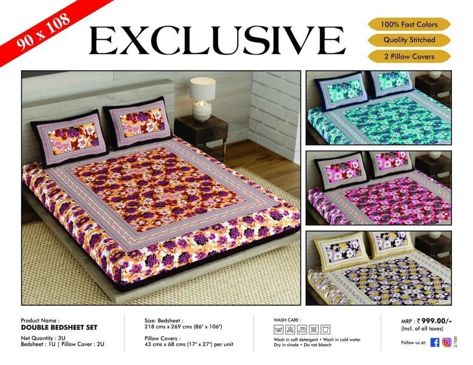 EXCLUSIVE Double bed sheet  uploaded by Sumit Wholesale Trader on 5/25/2023