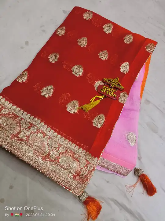 🙏JAI SHREE SHYAM JI🙏
*new Lunching*
🦚🌹🌴🙏🌴🌹🦚🙏🌴🌹
🦚 *Pure Georgette  fabric saree*
🦚 *red uploaded by Gotapatti manufacturer on 5/26/2023