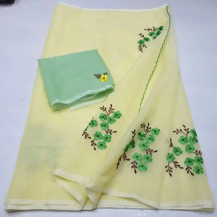 Kota doria embroidery work saree  uploaded by Kota doriya suit and saree collecti on 6/1/2024