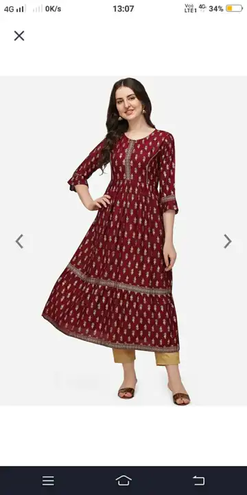 Rayon kurti in printed  uploaded by G V CREATION on 5/26/2023