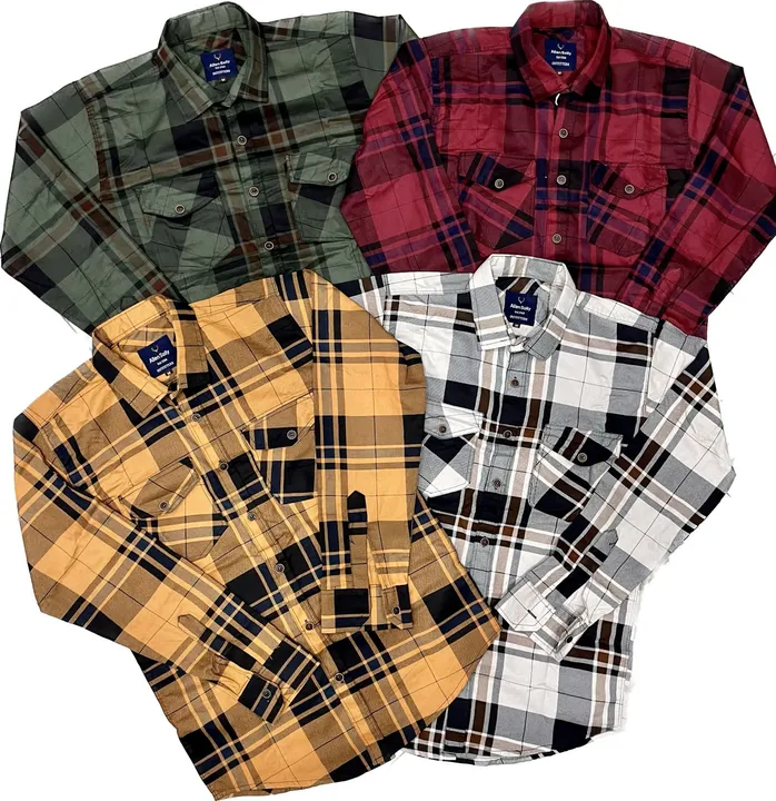 Double pocket check shirt  cotton fabric  uploaded by Patel knitwear on 5/26/2023
