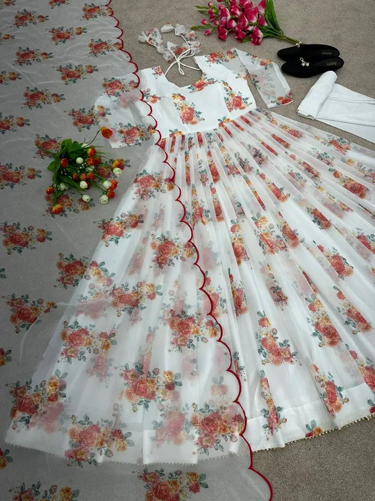 💕😍 *Presenting New Anarkali Faux Georgette With Digital Print Work Gown With Stiched Bottom and Du uploaded by Fashion Textile  on 5/26/2023