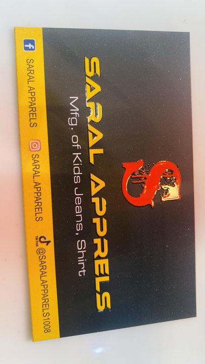 Visiting card store images of Saral Apparels