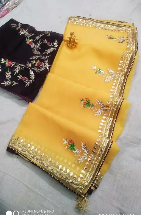 Pure oranza fabric gotta patti hand work saree  uploaded by Deepika Designer Saree on 5/26/2023