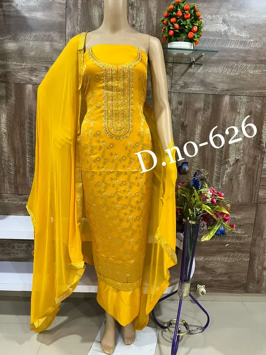 Yellow 💛 Banarasi Suit Material  uploaded by Zuberiya Global on 5/26/2023