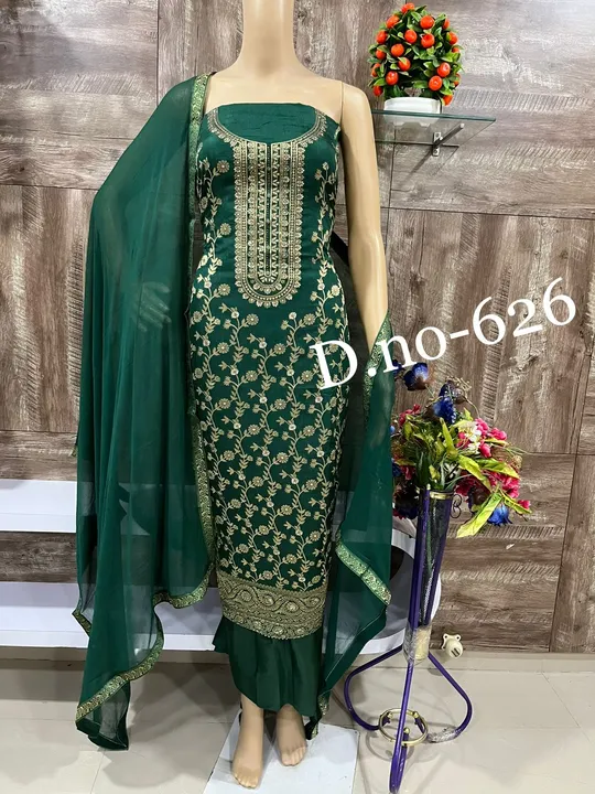 Green 💚 Banarasi Suit Material  uploaded by Zuberiya Global on 5/26/2023