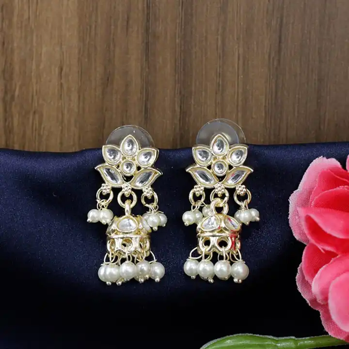 Kundan small jhumki earrings  uploaded by Sb designs on 5/26/2023
