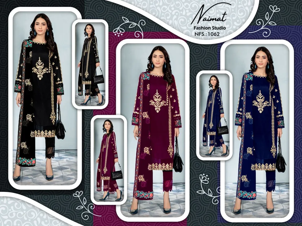 ‼️ *Embroidery Classy Collection*‼️ 
       
          (NFS-1062)

  by *Naimat Fashoin Stud uploaded by Fashion Textile  on 5/30/2024