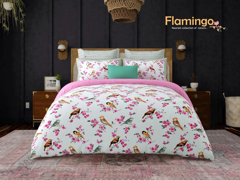 FLAMINGO DOUBLFLAMINGO DOUBLE COTTON BED SHEET SET uploaded by INDIAN BEDDING COMPANY on 5/26/2023
