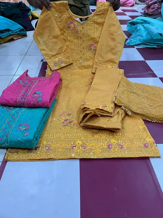 Chanderi silk kurti with pant and dupatta uploaded by PR TRADERS on 5/26/2023