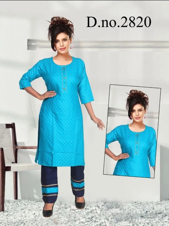 Rayon slub kurti with pant only wholesale  uploaded by BHATTAD TEXTILE AGENCY  on 5/26/2023