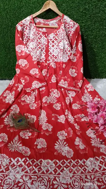 Chikankari handwork mul printed gown  uploaded by M V CHIKAN on 5/26/2023