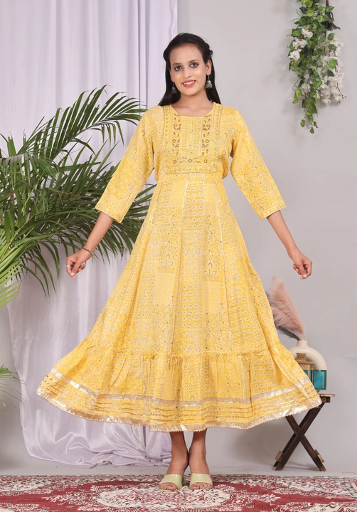 Embroidery work printed Gown uploaded by MNC Fashion Trends on 5/27/2023