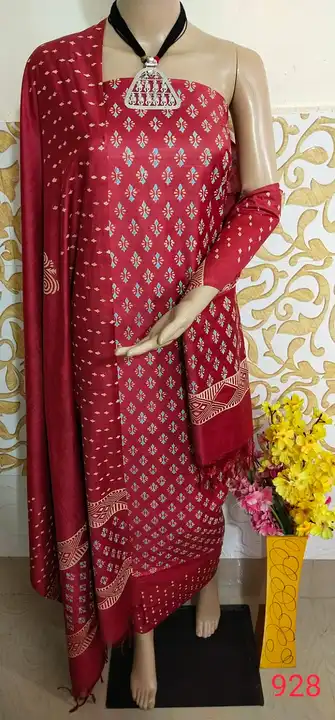 Katan Slub Hand Block Print Dress Material  uploaded by Kiran Textile on 5/27/2023