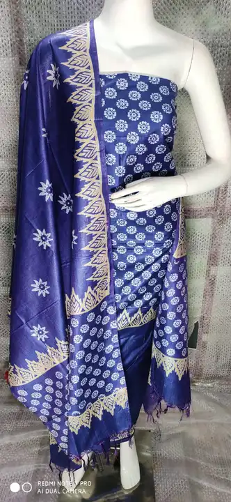 Katan Slub Block Discharge Print Dress Material  uploaded by Kiran Textile on 5/27/2023