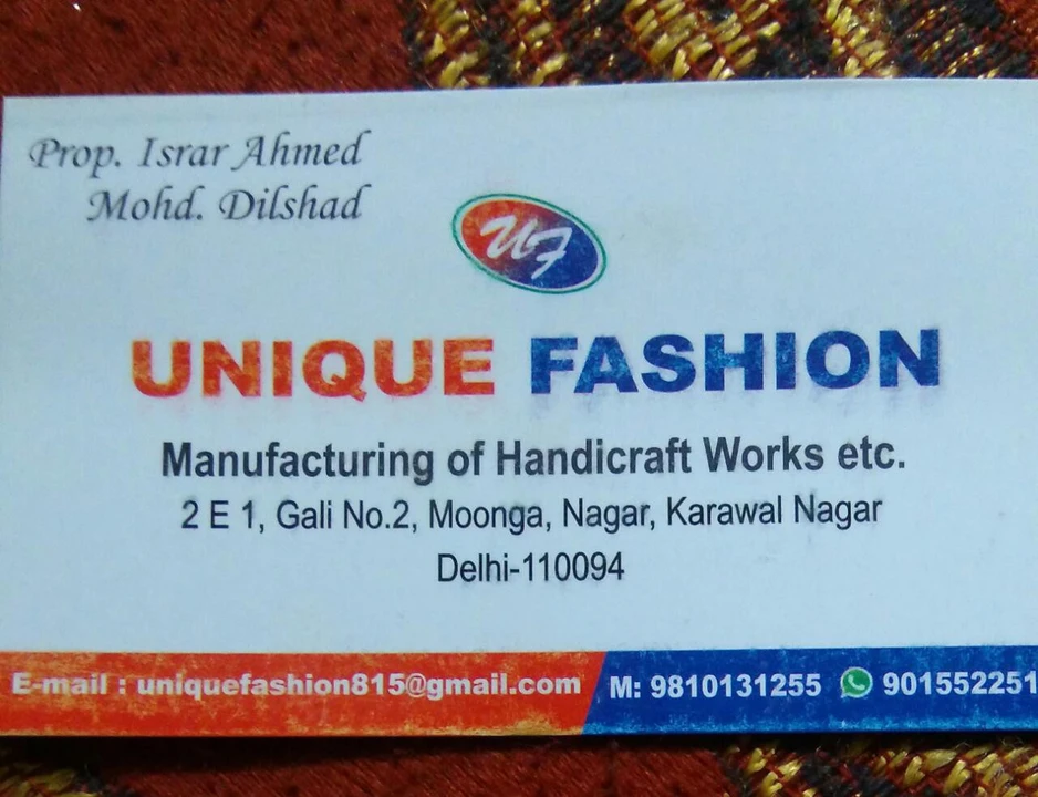 Visiting card store images of Unique fashion