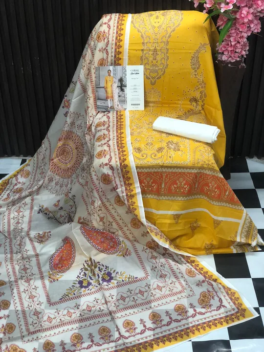 Post image *Coral by cross stitch 2023*

Lawn printed collection with printed lawn/ chiffon dupatta lawn bottom

Set of 10 pcs


Sets 1450/-
Singles 1650/-

Note :-
 5 pc lawn dupatta
5 pc chiffon dupatta
*Ready to despatch*
