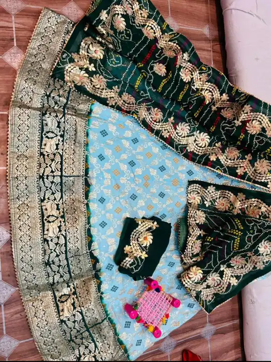 New launched beautiful banarsi dola silk full stich Lehanga with beautiful Rajasthani traditional lo uploaded by Aanvi fab on 5/27/2023