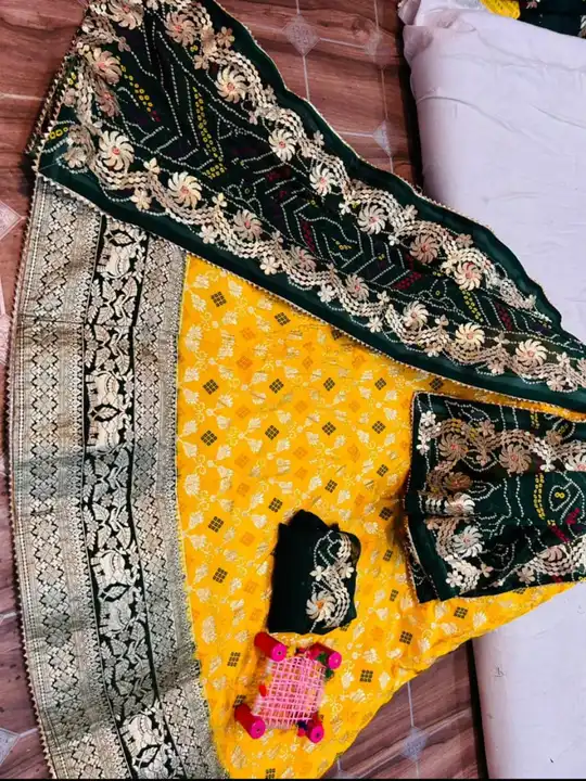 New launched beautiful banarsi dola silk full stich Lehanga with beautiful Rajasthani traditional lo uploaded by Aanvi fab on 5/27/2023