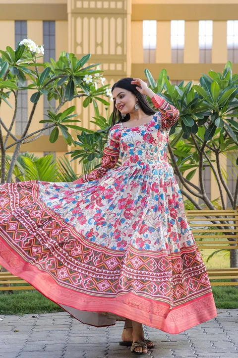 Kalamkari Designed Silk Gown uploaded by khan wholeseller on 5/27/2023