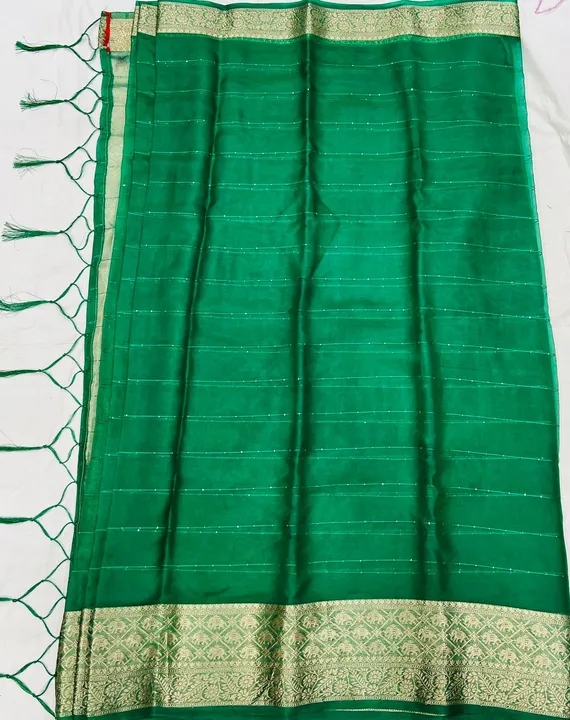 Organza Silk  saree with sequnce line uploaded by Vedi Tex on 5/27/2023