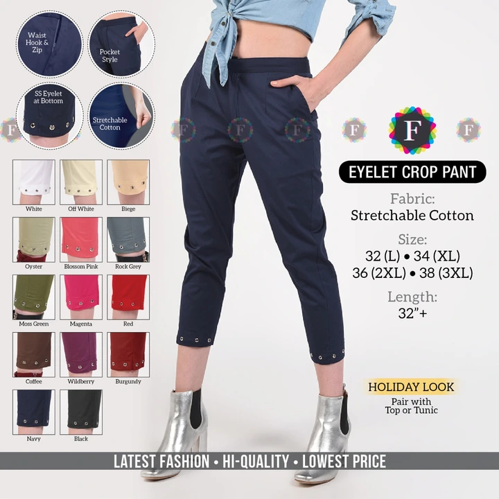 Eyelet crop pant uploaded by Rise earth india on 5/27/2023