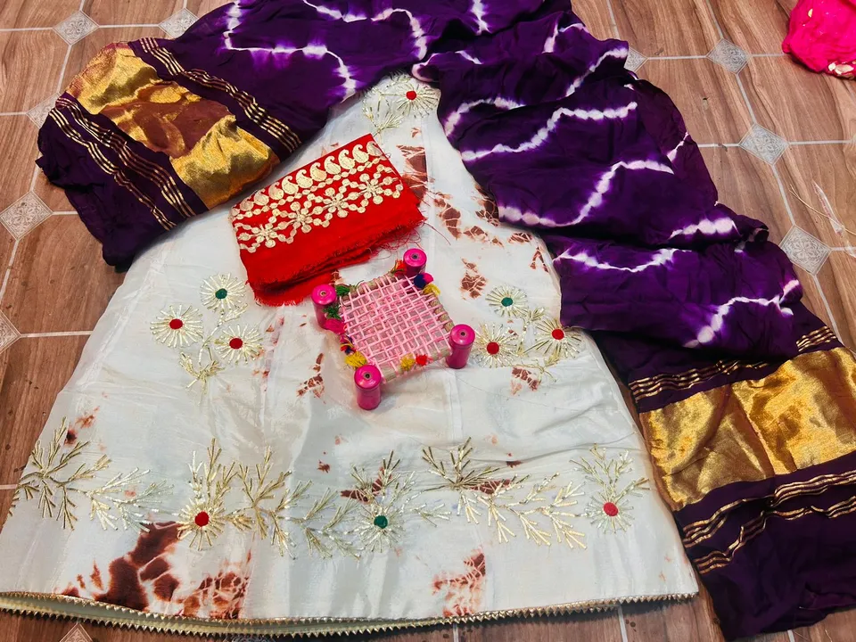 Gajji silk dupatta with chinin Silk lehnga uploaded by Deepika Designer Saree on 5/27/2023