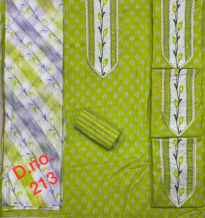 Cotton Pista Colour Hit Designer Suit AND Dress Material  uploaded by Zuberiya Global on 5/27/2023