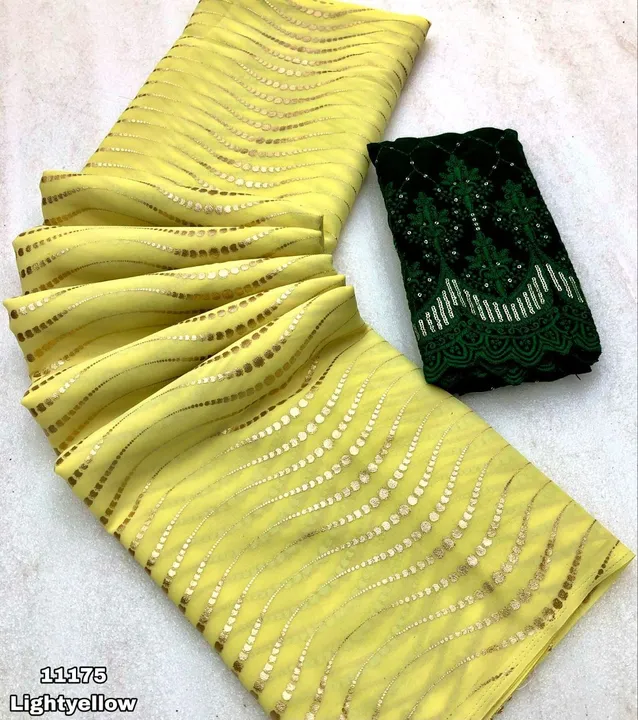 Chiffon gold foil print with fancy tussle uploaded by Suyukti fab on 5/27/2023