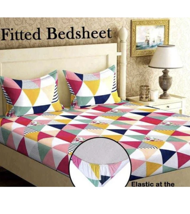 Multi colour fitted bedsheet All over elastic  uploaded by Maa jagdamba enterprise on 5/27/2023
